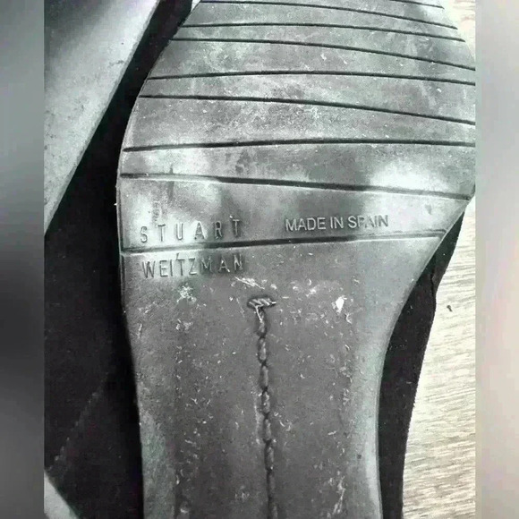 Stuart Weitzman 6.5 Vintage 90s Suede Leather Booties Kitten Heel Slip On Black - Picture 6 of 9